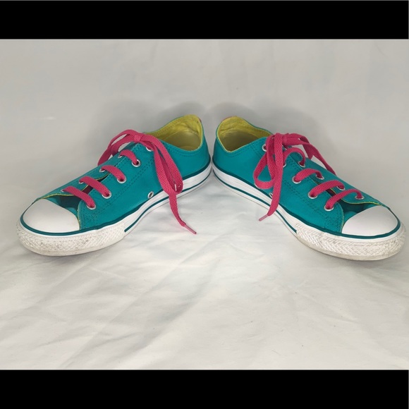 Chuck Taylor All-Star Low - Teal & Pink w/double Tounge - Youth size 4 - Picture 7 of 7